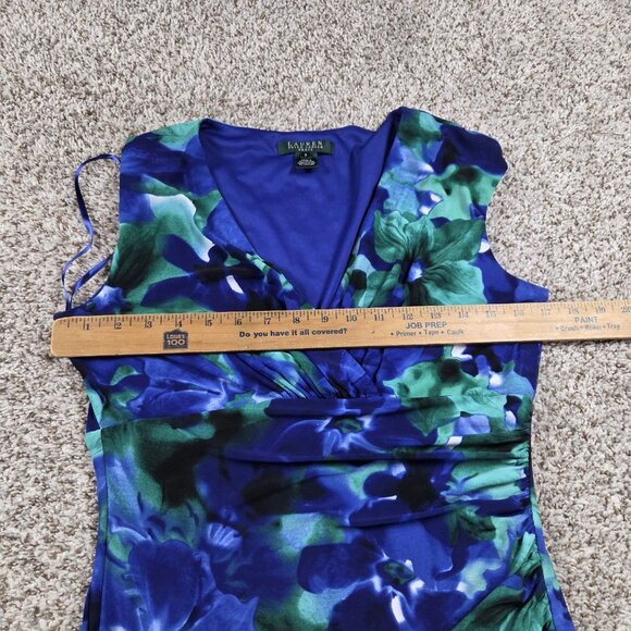 Lauren Ralph Lauren Dress Womens 8 Blue Floral Sleeveless Wrap - Picture 3 of 6